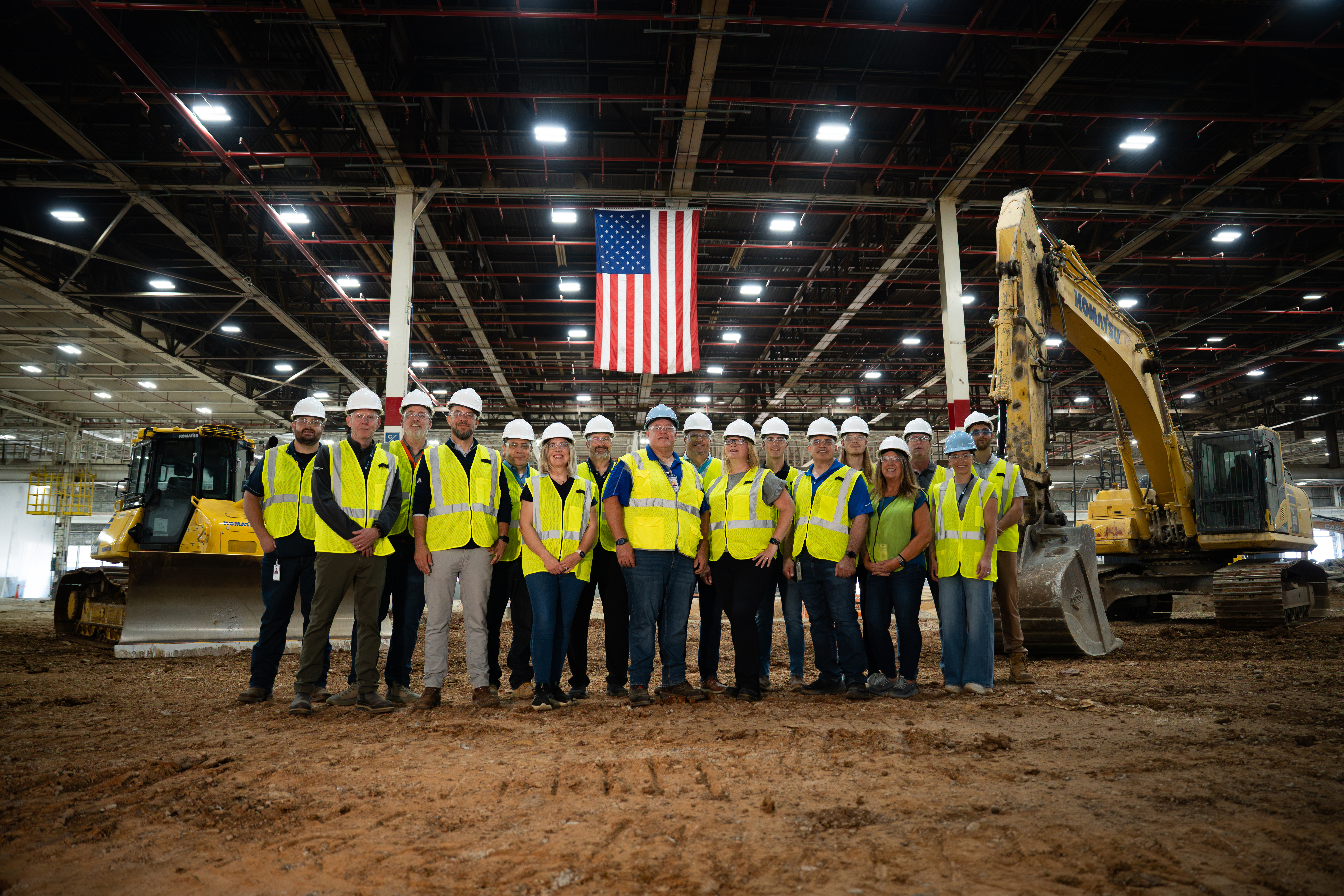 AP2 Built for America A group of GE Appliances employees in Appliance Park Building 2 stand together near the renovation site of the Built for America investment upgrade