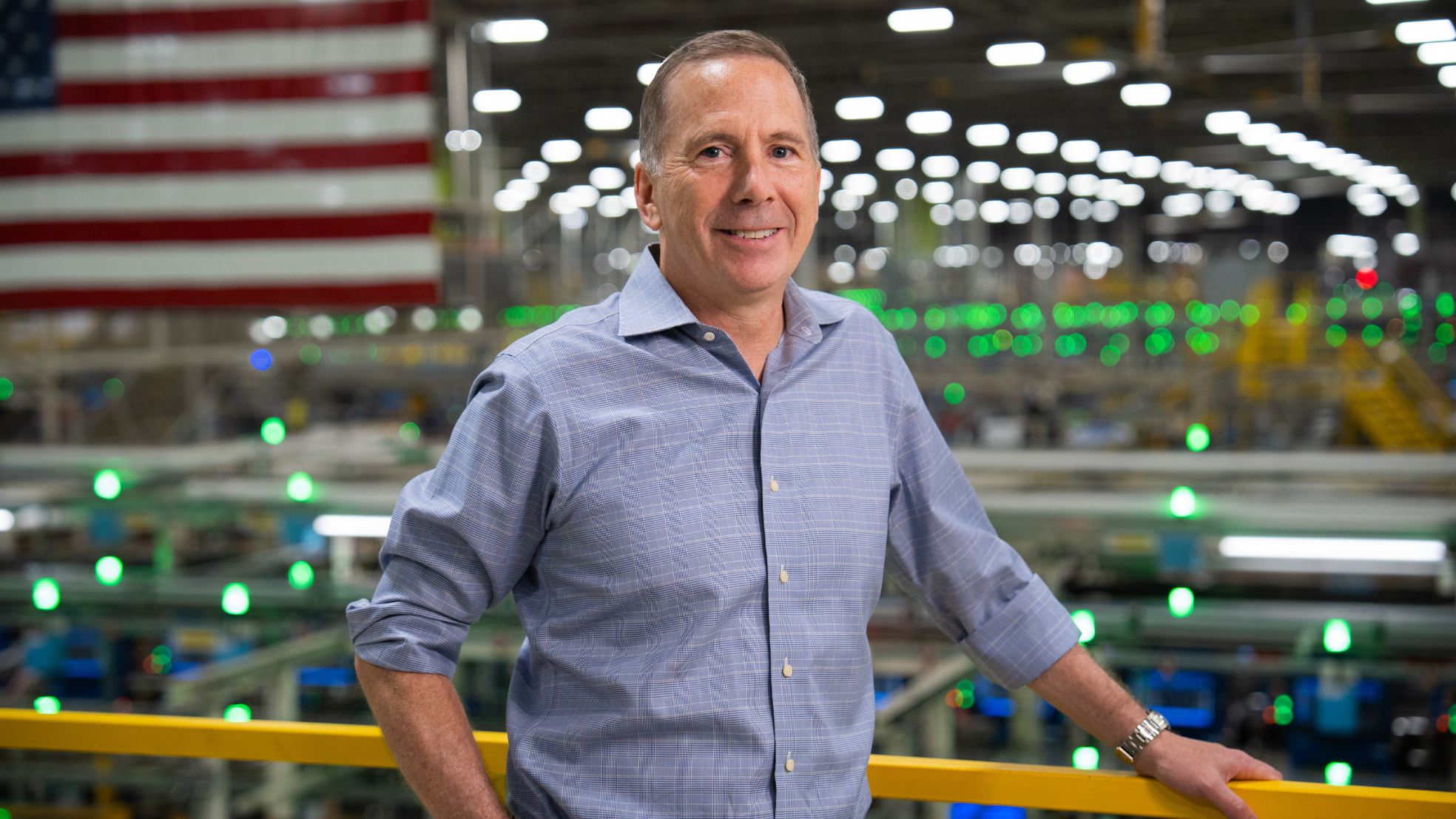 Kevin Nolan - US Manufacturing Kevin Nolan stands in front of a manufacturing line in the dishwashing production operation of Appliance Park in Louisville, KY.